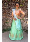 PISTA COLOUR SILK EMBROIDERED SEMI STITCHED PARTY WEAR KIDS LEHNGA 101-A